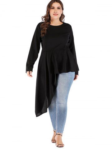 

Plus Size Peplum Asymmetrical T-shirt, Black