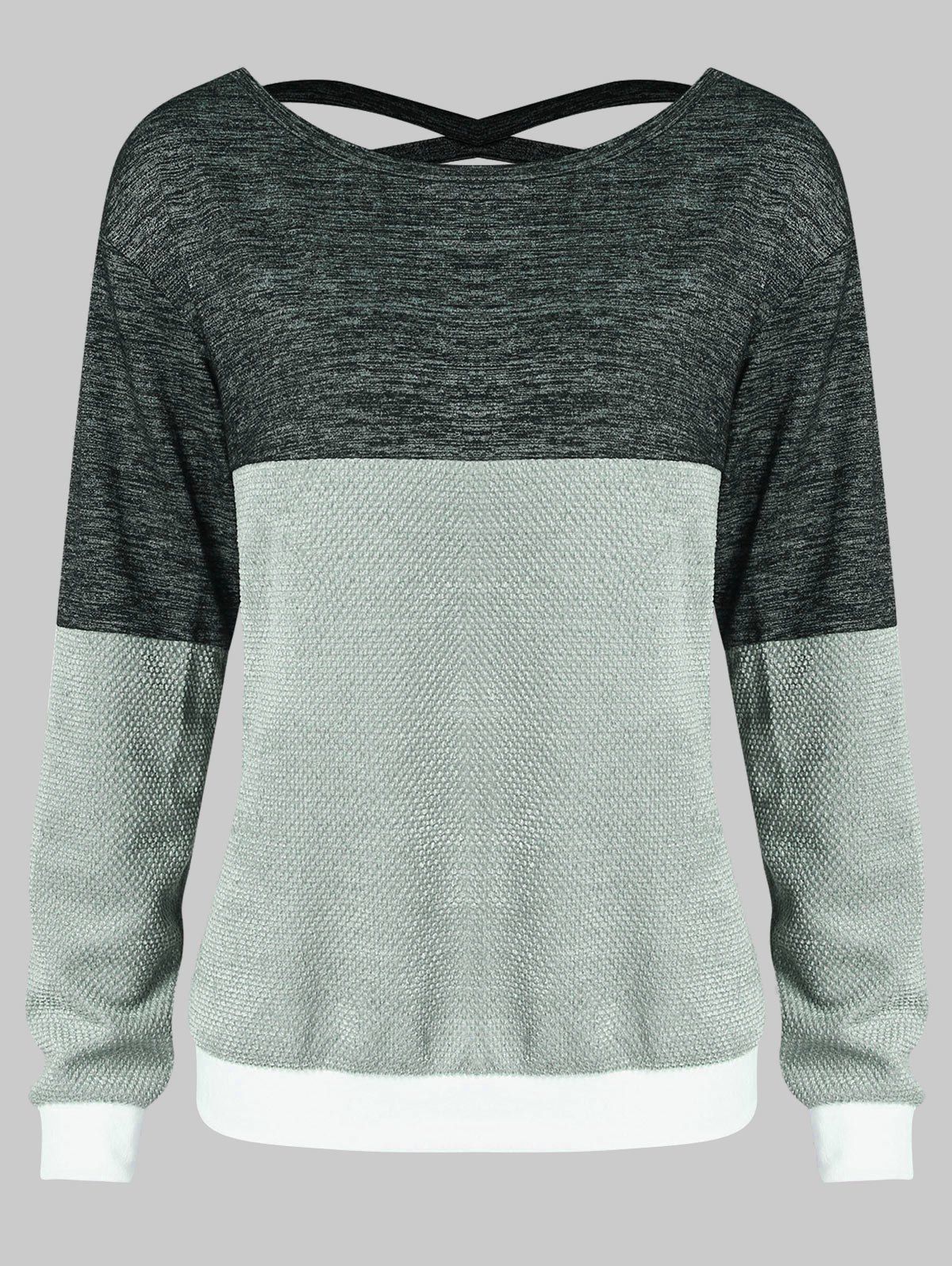 

Hit Color Strappy Cut Sweatshirt, Light gray
