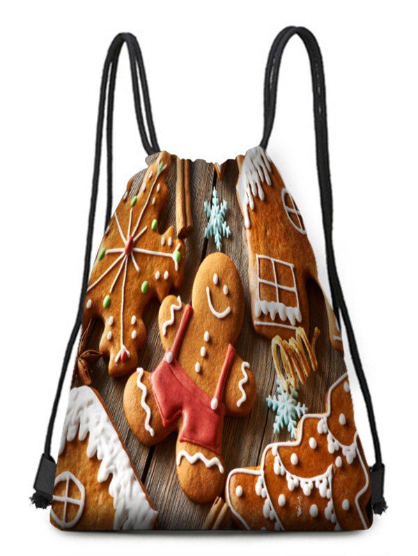 

Christmas Gingerbread Men Print Drawstring Candy Bag, Multi