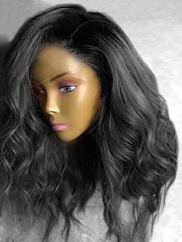 

Long Side Bang Wavy Party Synthetic Wig, Natural black