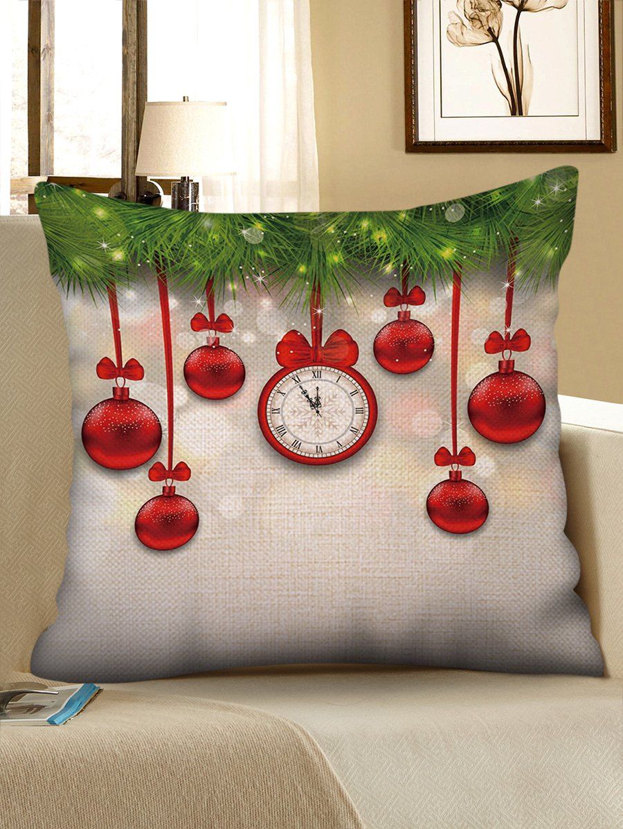 

Christmas Clock Balls Print Decorative Sofa Linen Pillowcase, Multi