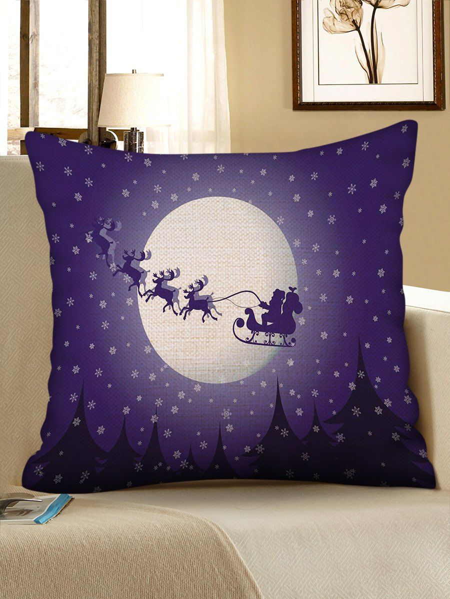 

Christmas Snowy Night Print Decorative Sofa Linen Pillowcase, Multi