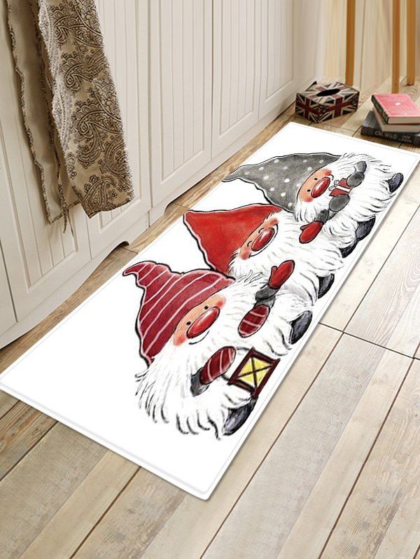 

Christmas Santa Claus Pattern Water Absorption Area Rug, Multi
