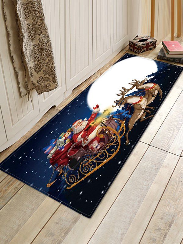 

Christmas Moon Night Pattern Water Absorption Area Rug, Multi