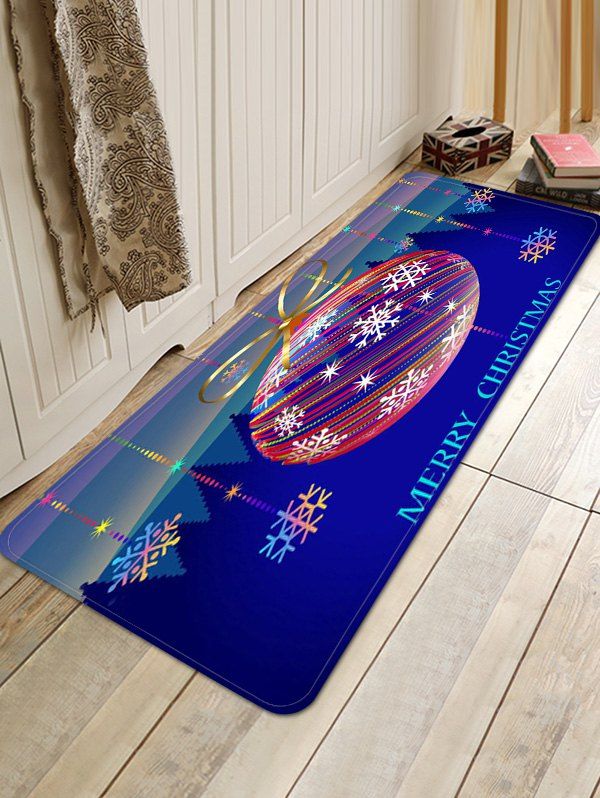 

Christmas Ball Forest Pattern Water Absorption Area Rug, Multi