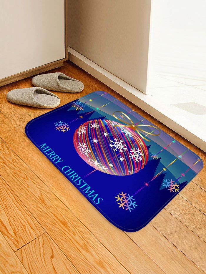 

Christmas Ball Forest Pattern Water Absorption Area Rug, Multi