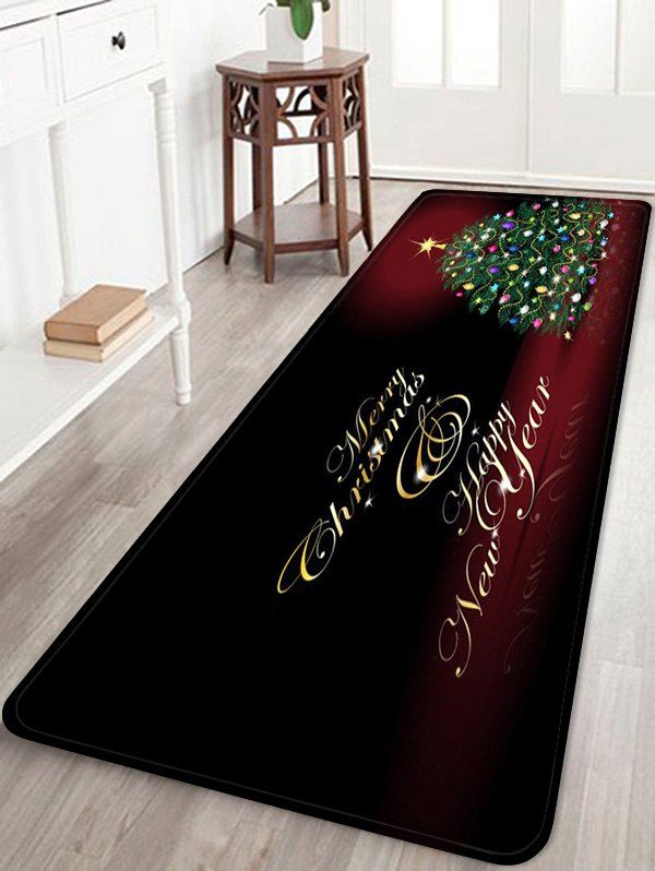 

Christmas Tree Letters Pattern Anti-skid Water Absorption Area Rug, Multi