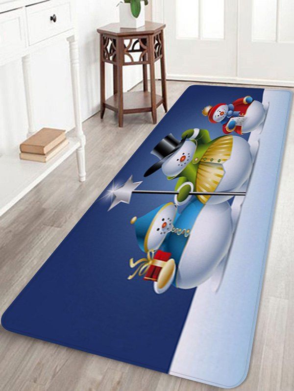 

Christmas Snowmen Pattern Anti-skid Water Absorption Area Rug, Multi