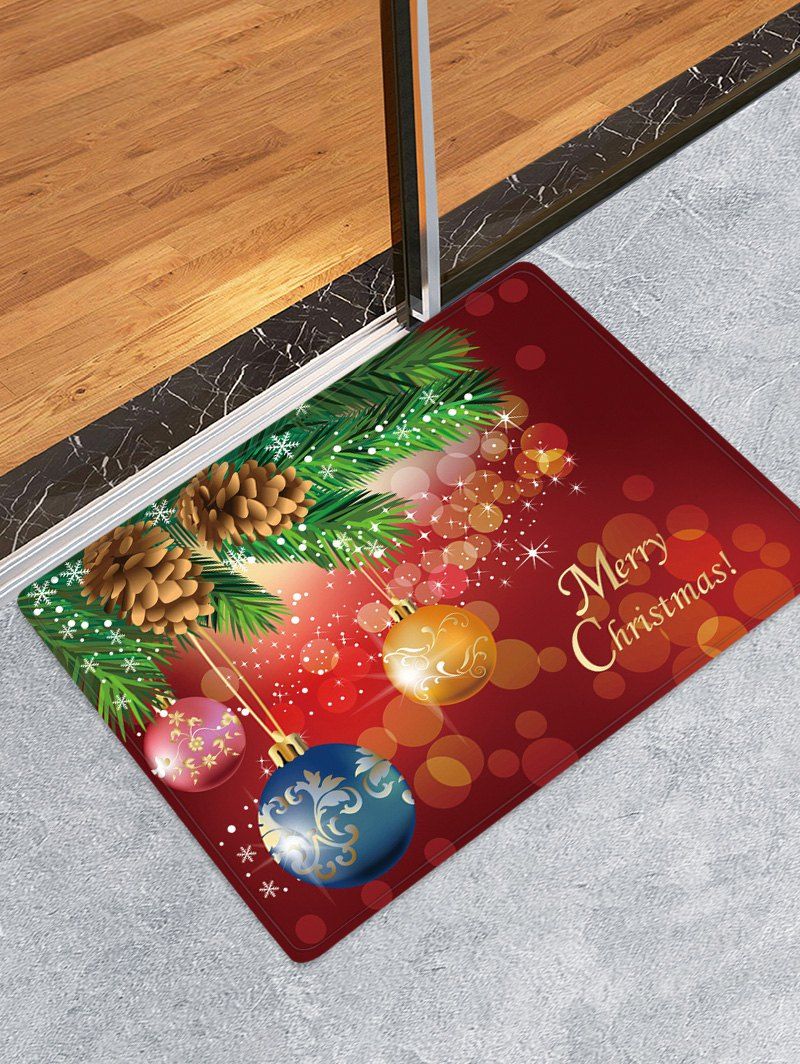 

Christmas Tree Balls Pattern Anti-skid Area Rug, Multi