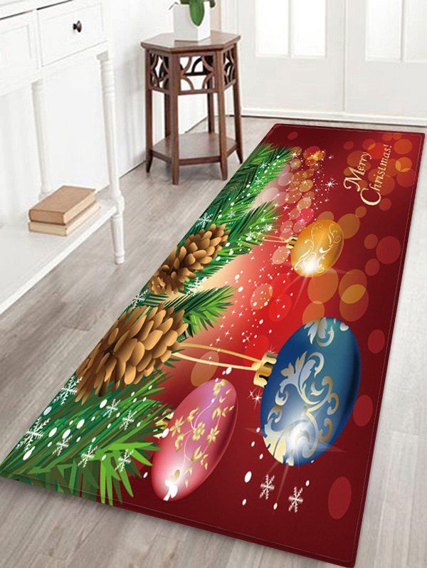 

Christmas Tree Balls Pattern Anti-skid Area Rug, Multi