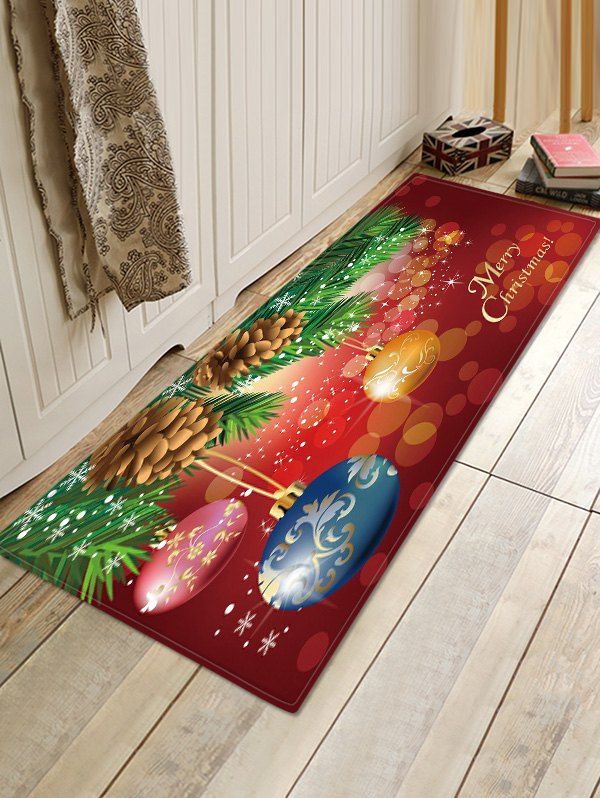

Christmas Tree Balls Pattern Anti-skid Area Rug, Multi