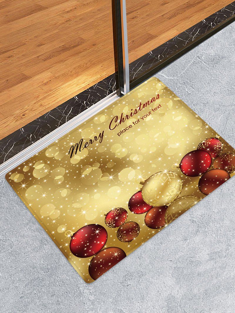 

Christmas Balls Pattern Water Absorption Floor Rug, Gold