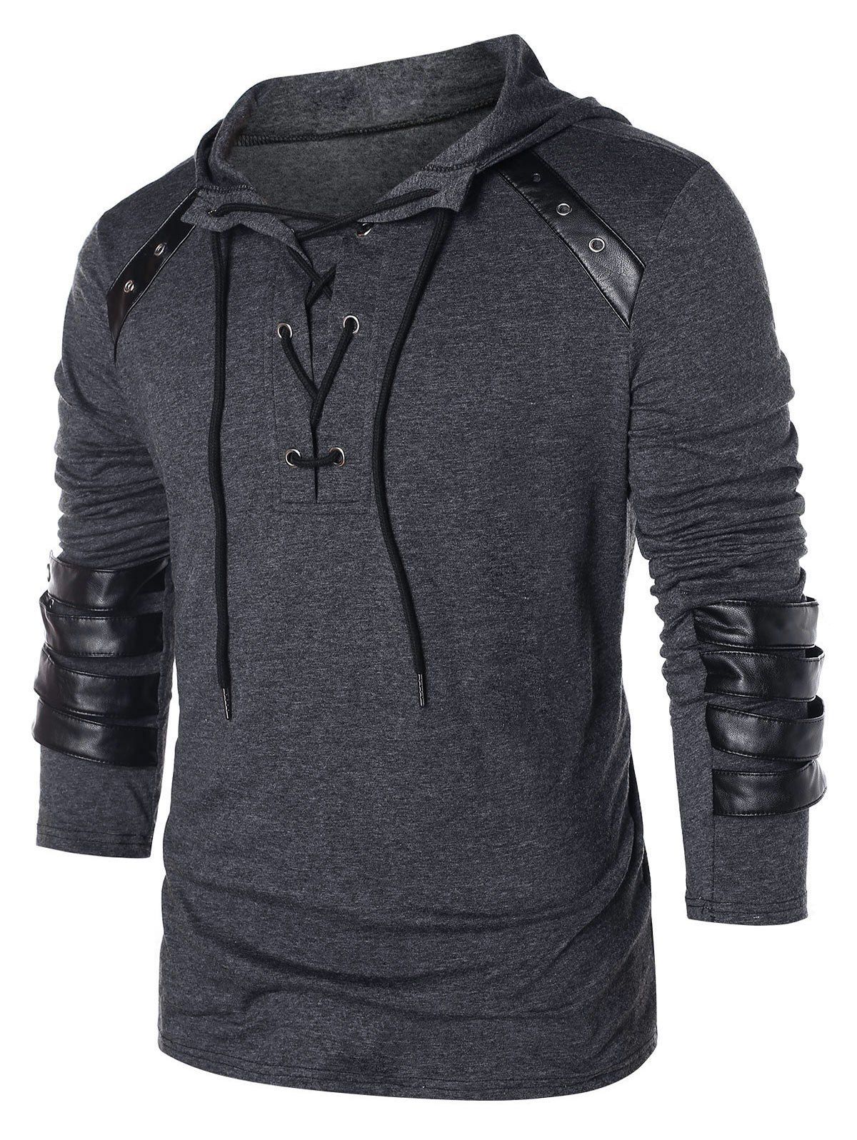 

Hooded Lace Up Sweatshirt, Dark gray