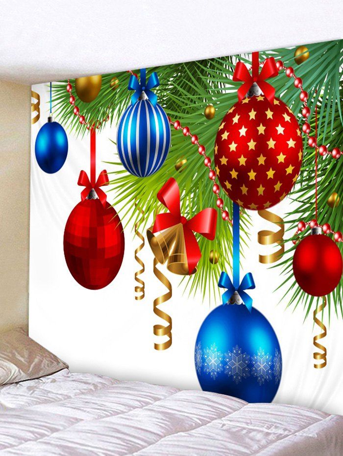 

Christmas Baubles Bowknot Print Wall Art Tapestry, Multi