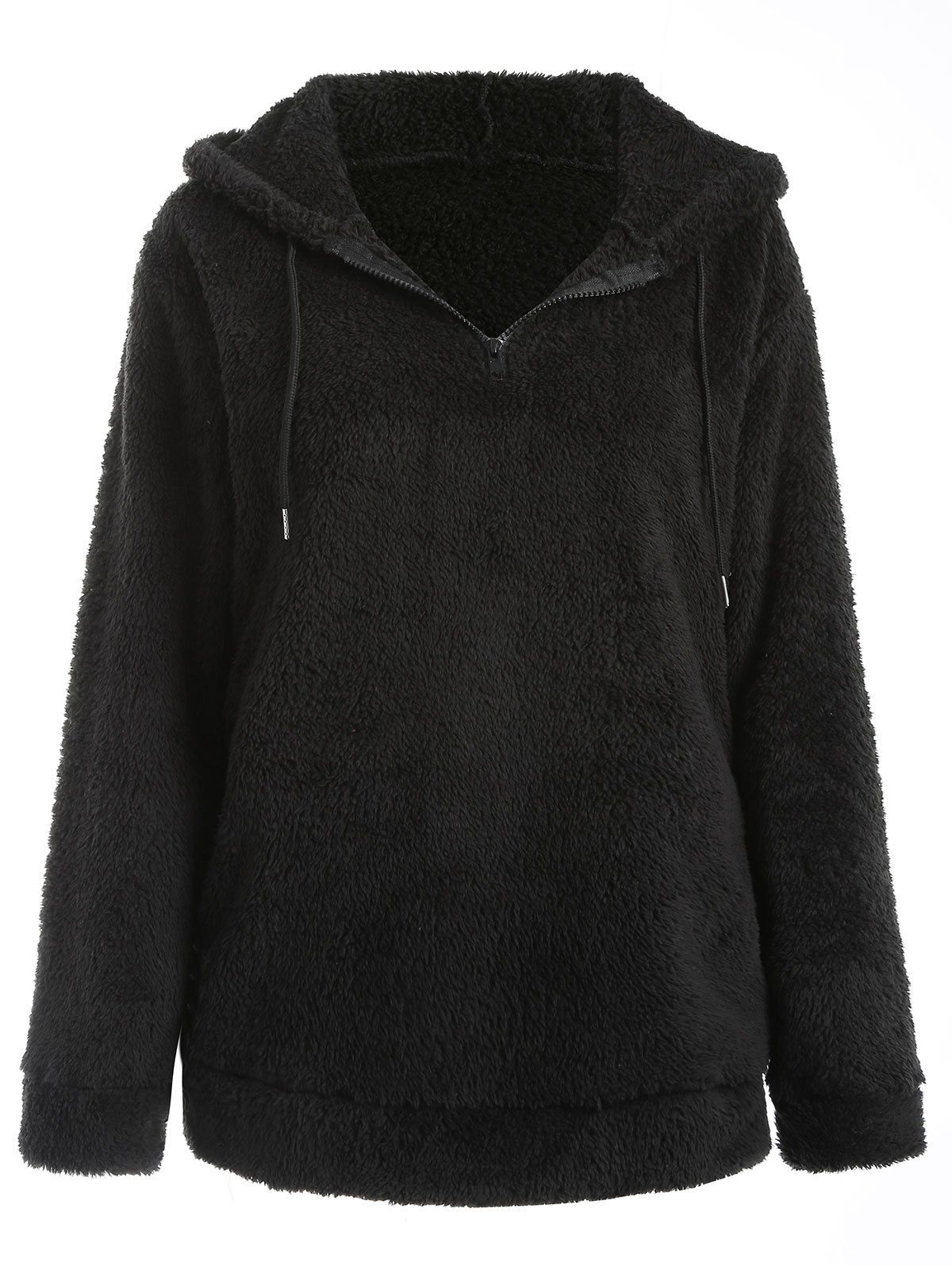 black fuzzy hoodie