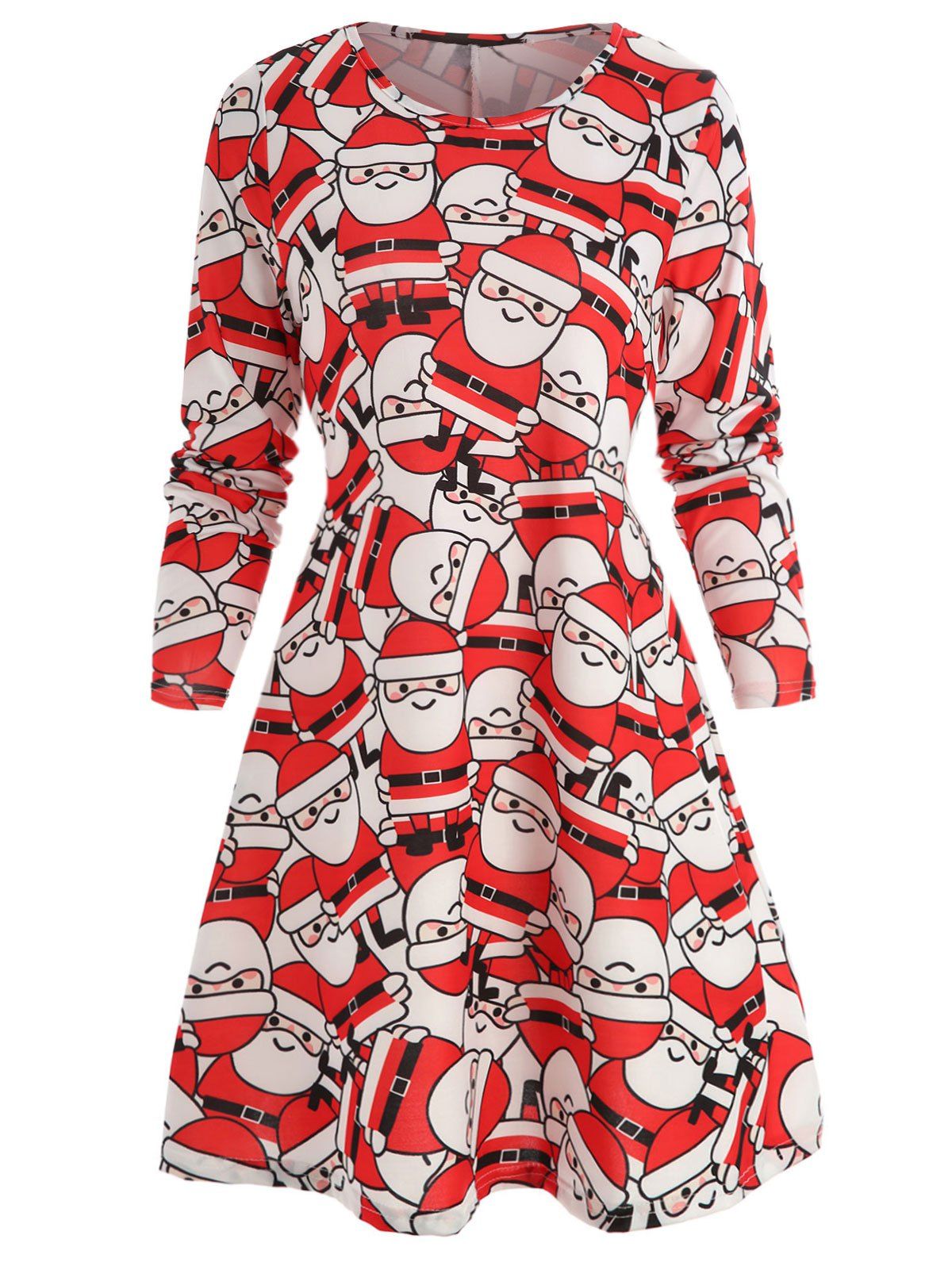 

Christmas Santa Claus Print Mini T-shirt Dress, Ruby red