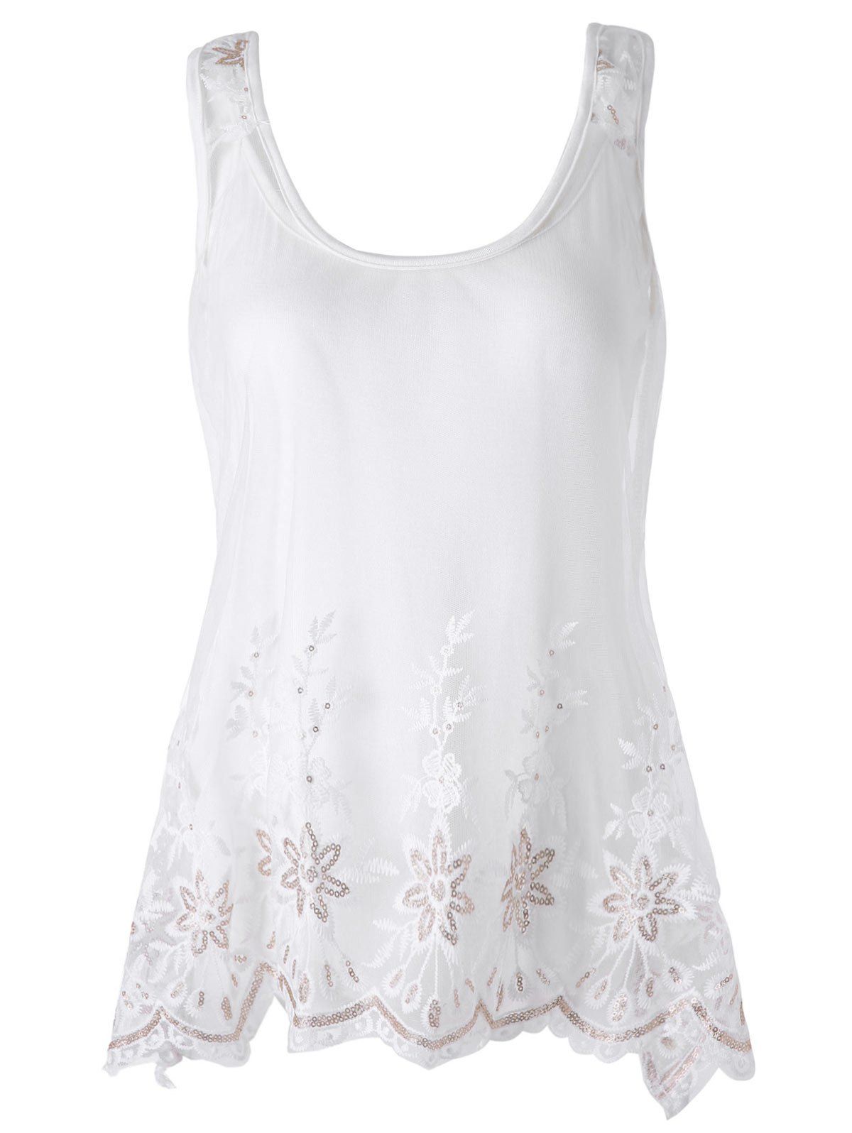 

Sheer Lace Two Piece Tank Top, White