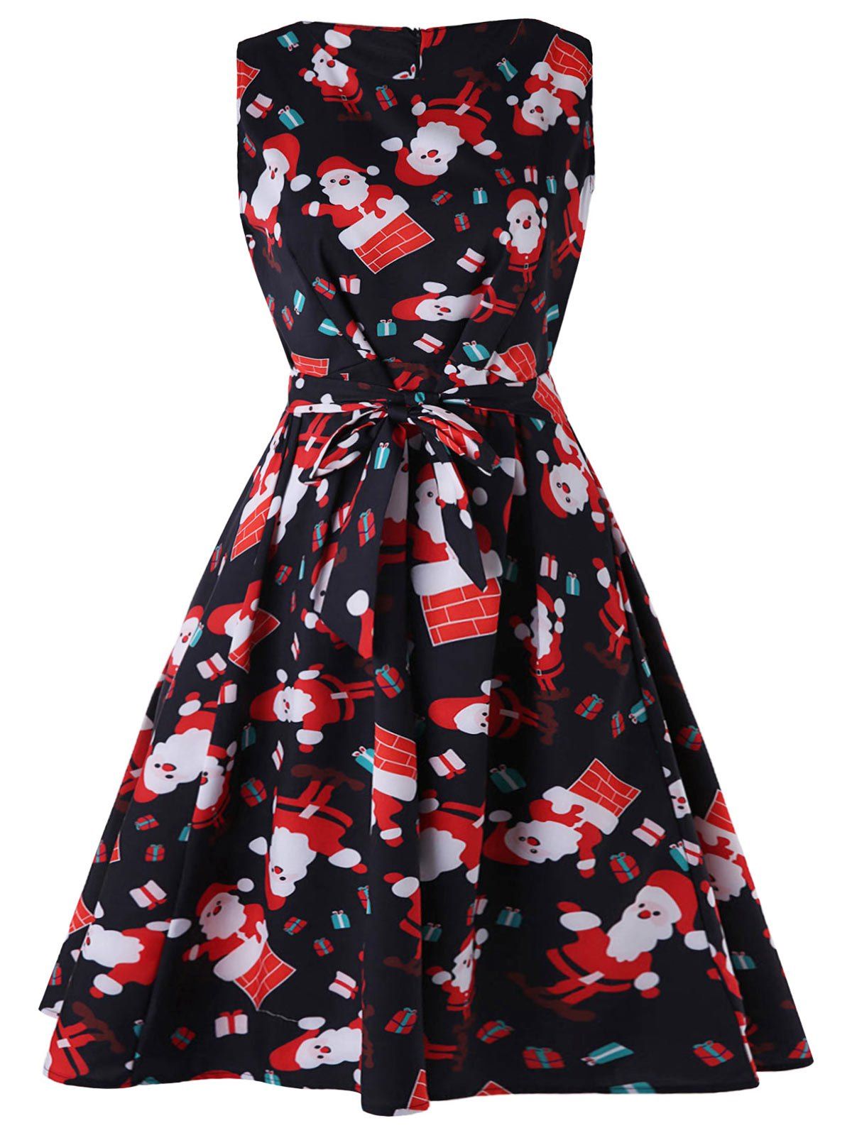 

Christmas Santa Print A Line Dress, Multi