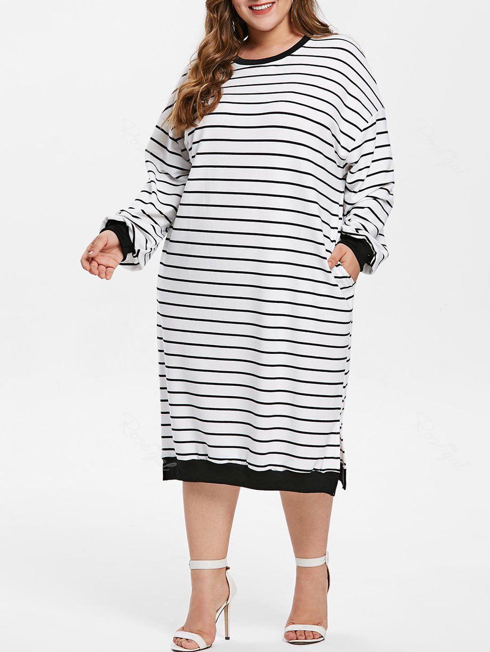 plus size striped shirt dress