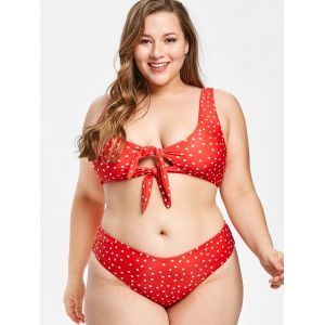 

Plus Size Heart Keyhole Bikini Set, Lava red