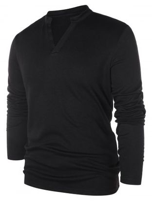 Solid Notch Neck Pullover Sweater