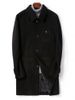 Manteau Fendu au Dos avec Simple Boutonnage en Laine - Noir XS