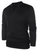 Solid Notch Neck Pullover Sweater -  