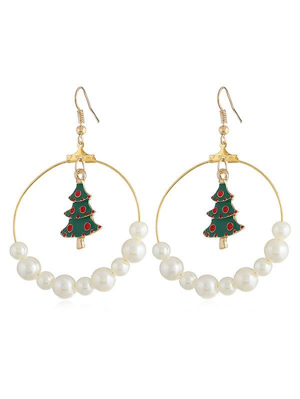 

Christmas Tree Faux Pearl Alloy Earrings, Gold