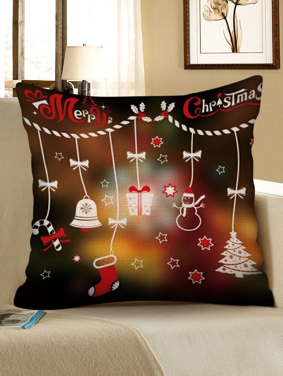 

Christmas Ornaments Print Throw Pillow Case, Multi