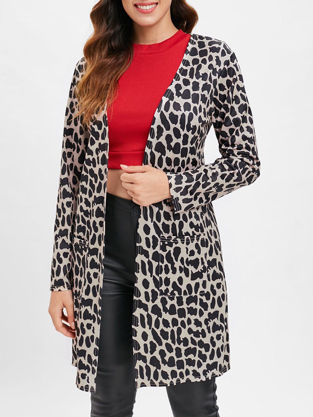 

Pockets Leopard Longline Coat