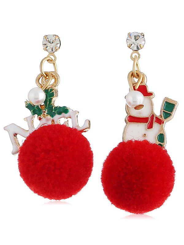

Christmas Snowman Fuzzy Ball Drop Earrings, Multi