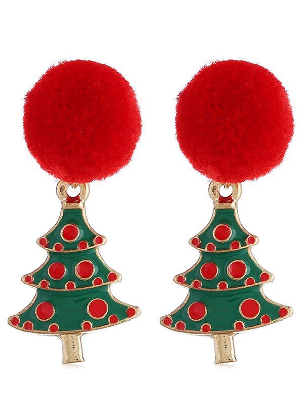 

Colored Christmas Tree Pom Pom Earrings, Multi