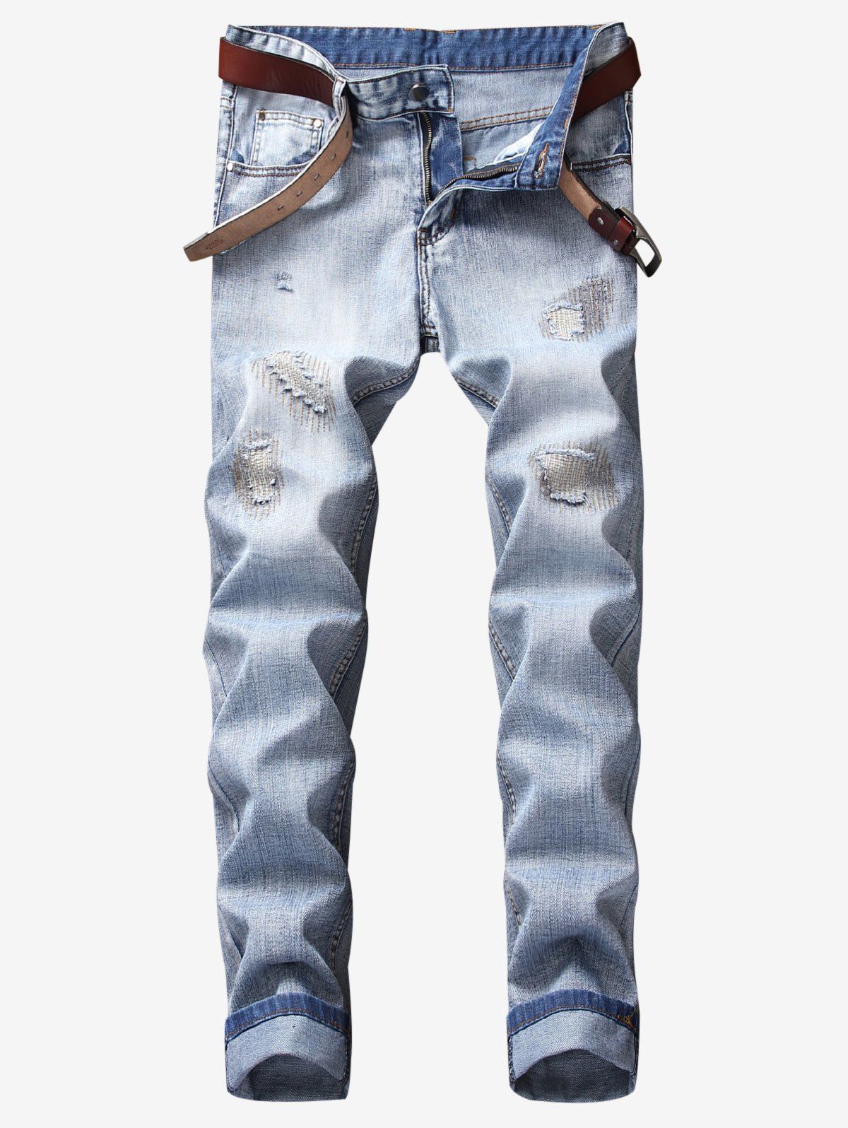 

Ripped Stitching Reattached Patch Jeans, Jeans blue