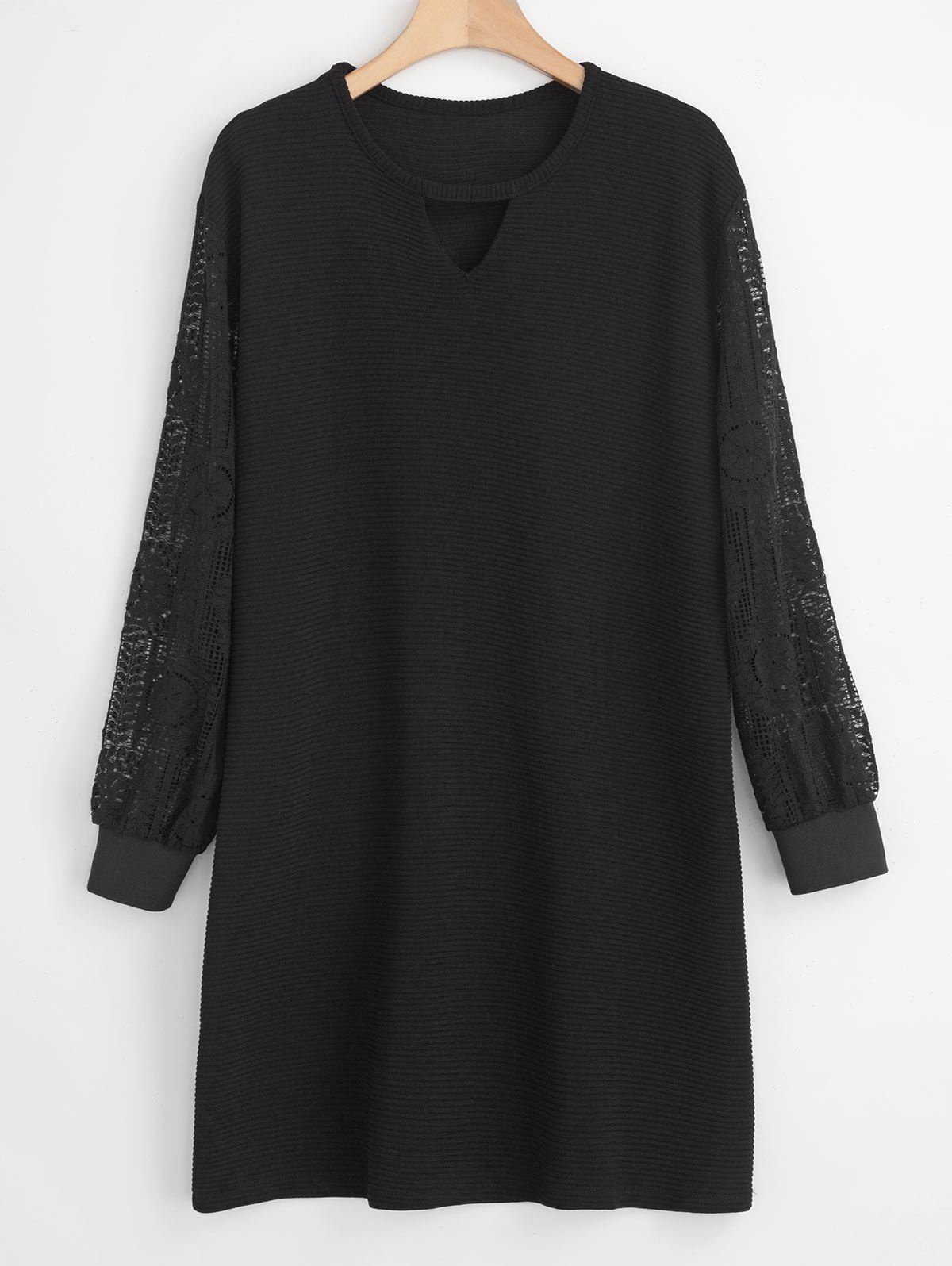 

Plus Size Keyhole Neck Straight Dress, Black