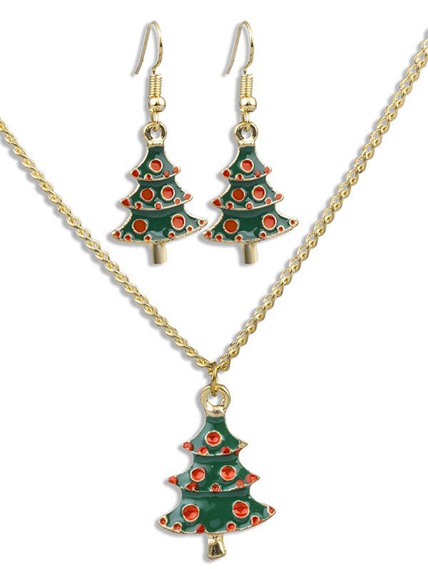 

Christmas Tree Alloy Earrings Necklace Set, Multi