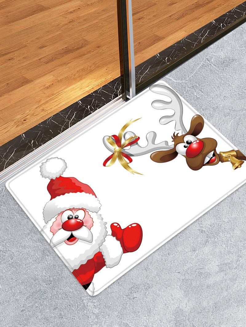 

Christmas Santa Elk Pattern Water Absorption Area Rug, Multi