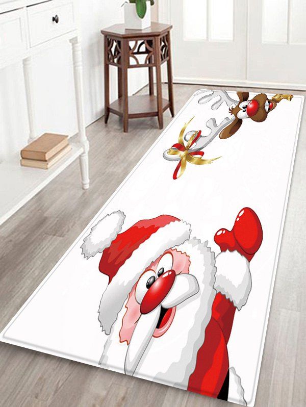 

Christmas Santa Elk Pattern Water Absorption Area Rug, Multi