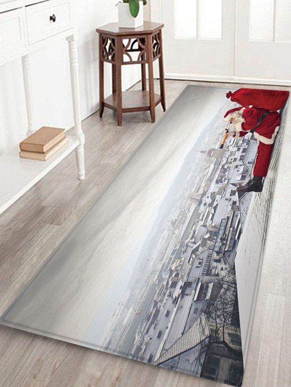 

Christmas Santa City Pattern Water Absorption Area Rug, Multi