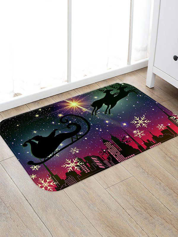 

Christmas City Night Pattern Water Absorption Area Rug, Multi