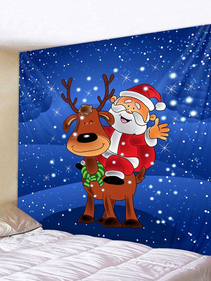 

Father Christmas Elk Print Tapestry Art Decoration, Red