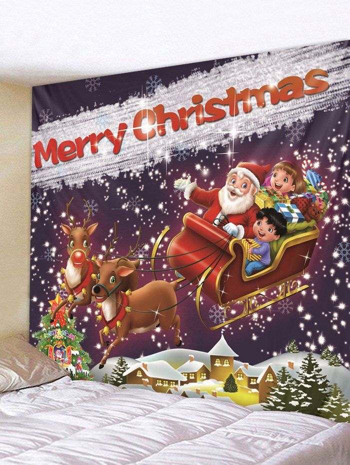 

Father Christmas Deer Gift Print Tapestry Art Decoration, Multi