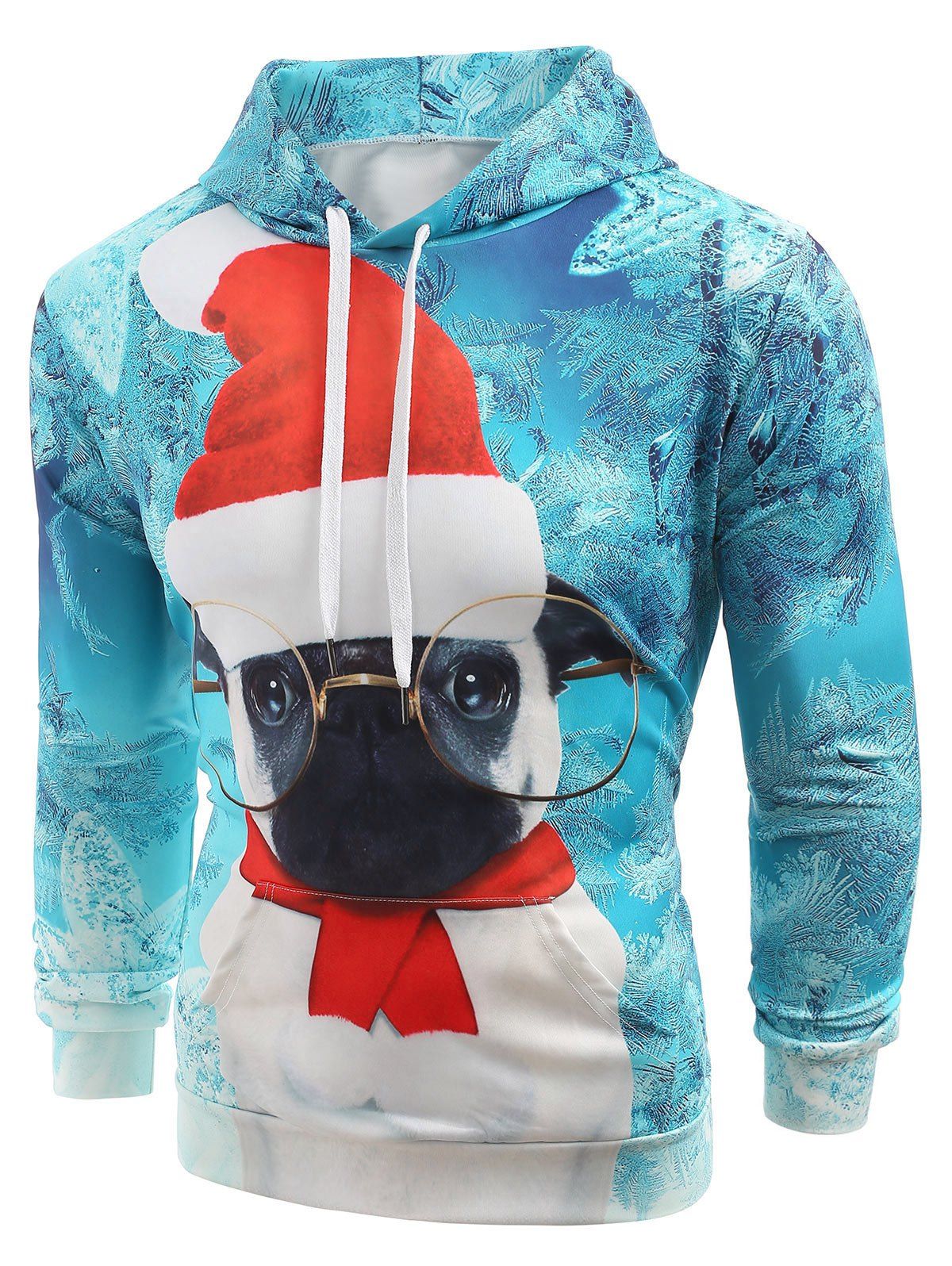 

Christmas Puppy Print Kanga Pocket Hoodie, Blue ivy