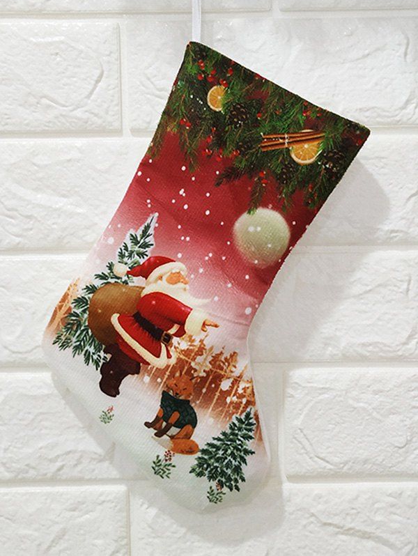 

Christmas Theme Print Gift Stocking Decoration, Red