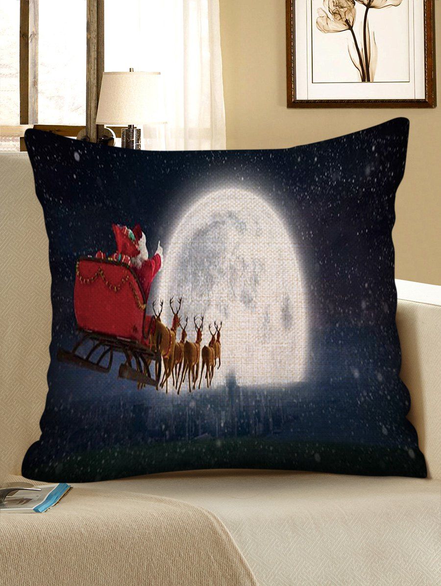 

Christmas Moon Night Print Decorative Sofa Linen Pillowcase, Multi