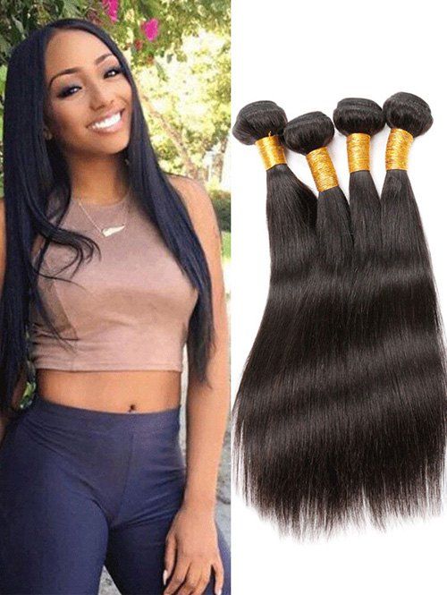 4 Off Indian Human Hair Straight Hair Weaves Rosegal