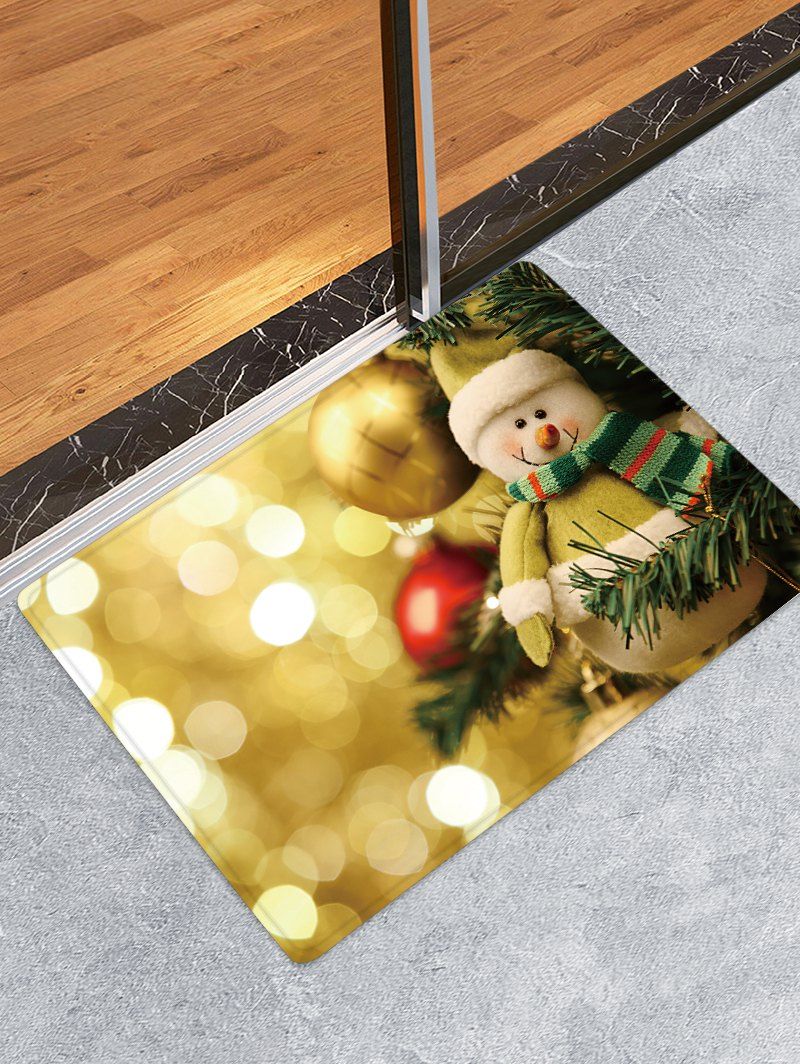 

Christmas Ball Snowman Pattern Water Absorption Area Rug, Multi