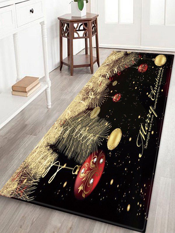 

Christmas Hanging Balls Pattern Water Absorption Area Rug, Multi