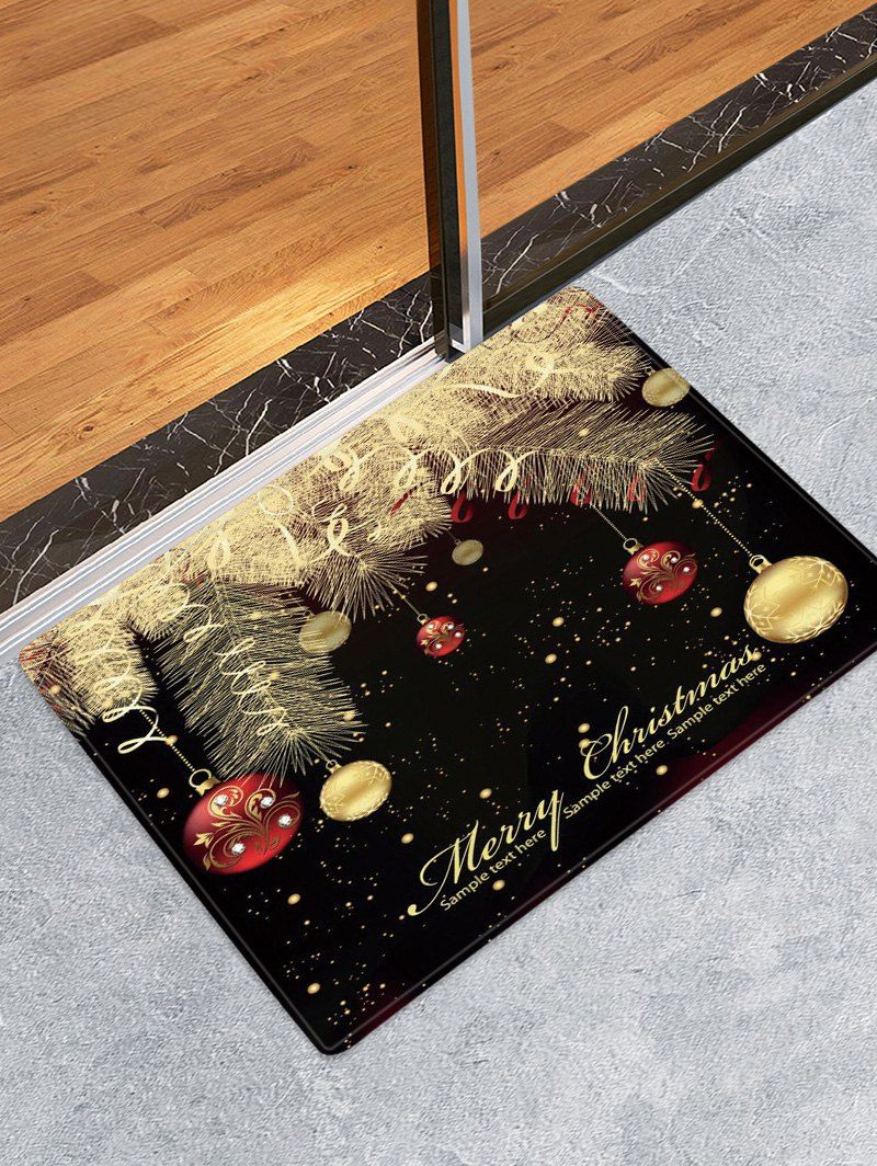 

Christmas Hanging Balls Pattern Water Absorption Area Rug, Multi