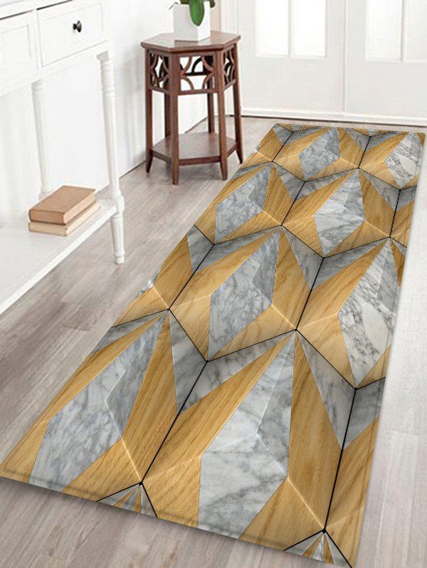 

3D Geometric Cube Printed Floor Rug, Dark gray