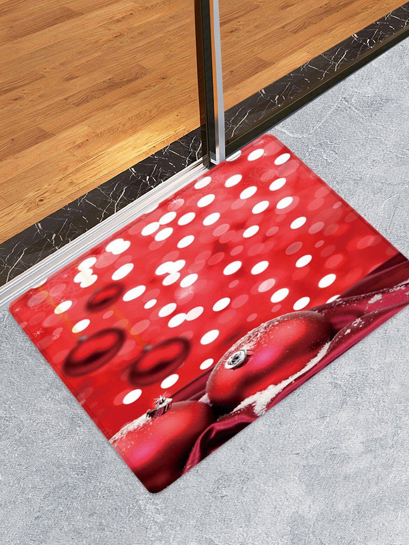 

Christmas Balls Dots Pattern Water Absorption Area Rug, Red